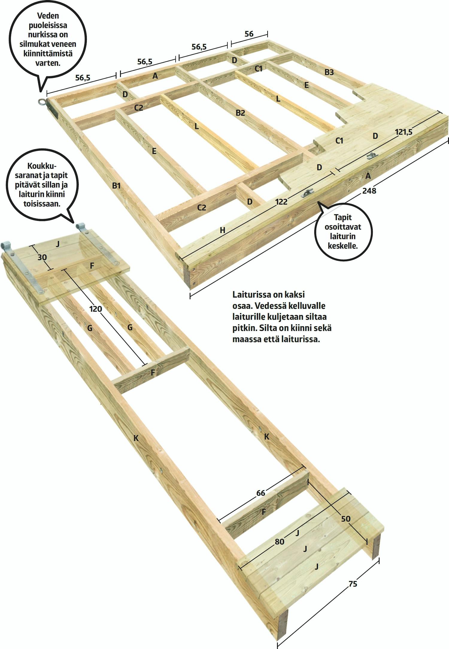Ponttoonilaiturin piirustukset Ponttoonilaiturin piirustukset